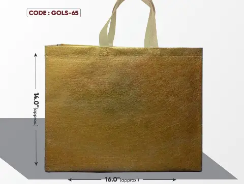 Golden Shining Non-Woven Bag with Cream Handle