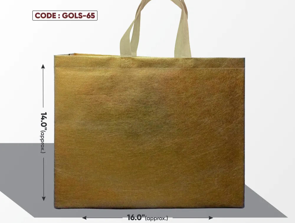 Golden Shining Non-Woven Bag with Cream Handle