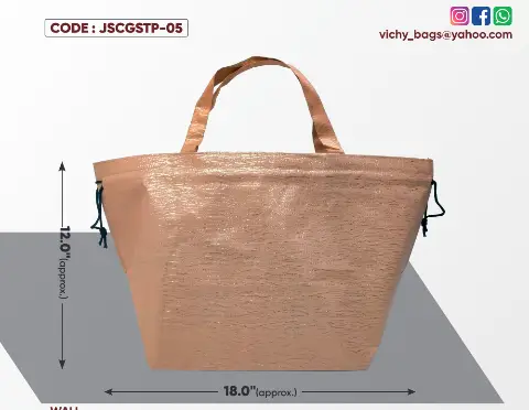 Cream with Golden Stripes Small Potli Bag with Rassi & Cream Handle