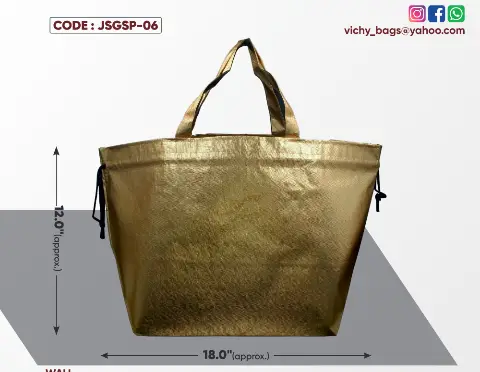 Golden Metallic Small Potli Bag with Rassi & Golden Handle