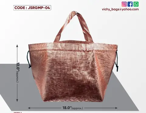 Rose Gold Metallic Small Potli Bag with Rassi & Rose Gold Handle