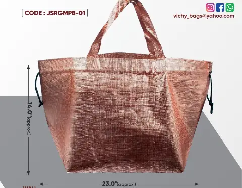 Rose Gold Metallic Big Potli Bag with Rassi & Rose Gold Handle