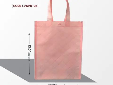 Pink Big Diamond Matte Bag with Button & Pink Handle