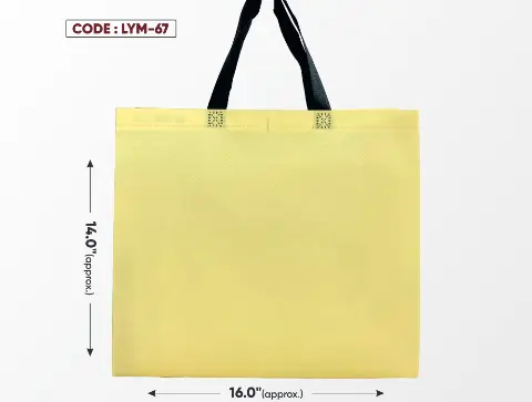 Light Yellow Medium Bag with Black Handle