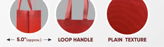 Close-ups of the gusset, handle and texture of Date Red Standing Bag with Red Handle