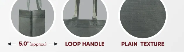Close-ups of the gusset, handle and texture of Grey Standing Bag with Grey Handle