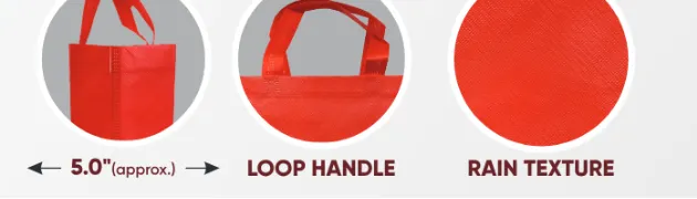 Close-ups of the gusset, handle and texture of Red Medium Rain Texture Matte Bag with Red Handle