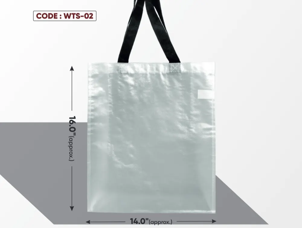 White Transparent Standing Woven Bag with Black Handle