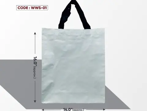 White Standing Woven Bag with Black Handle