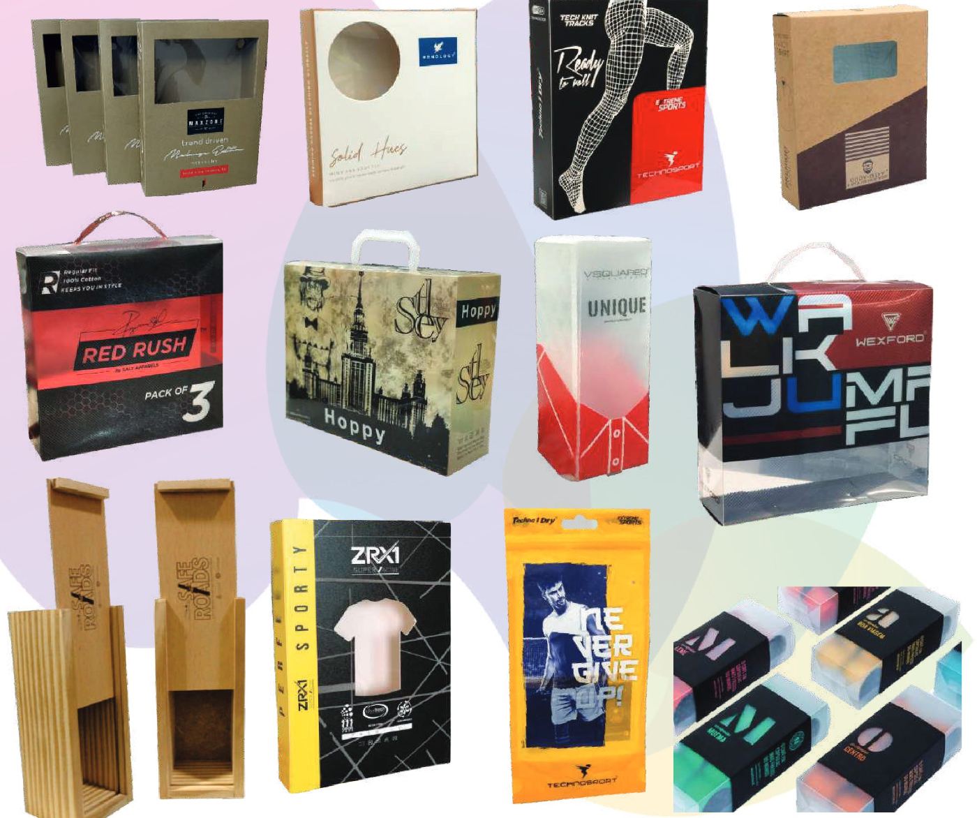 Garment boxes, PVC boxes and printed pouches for apparel brands